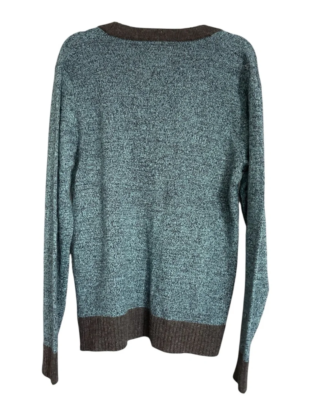 O’Hanlon Mills Blue Marled Lambswool Blend Button Front Cardigan Sweater Small